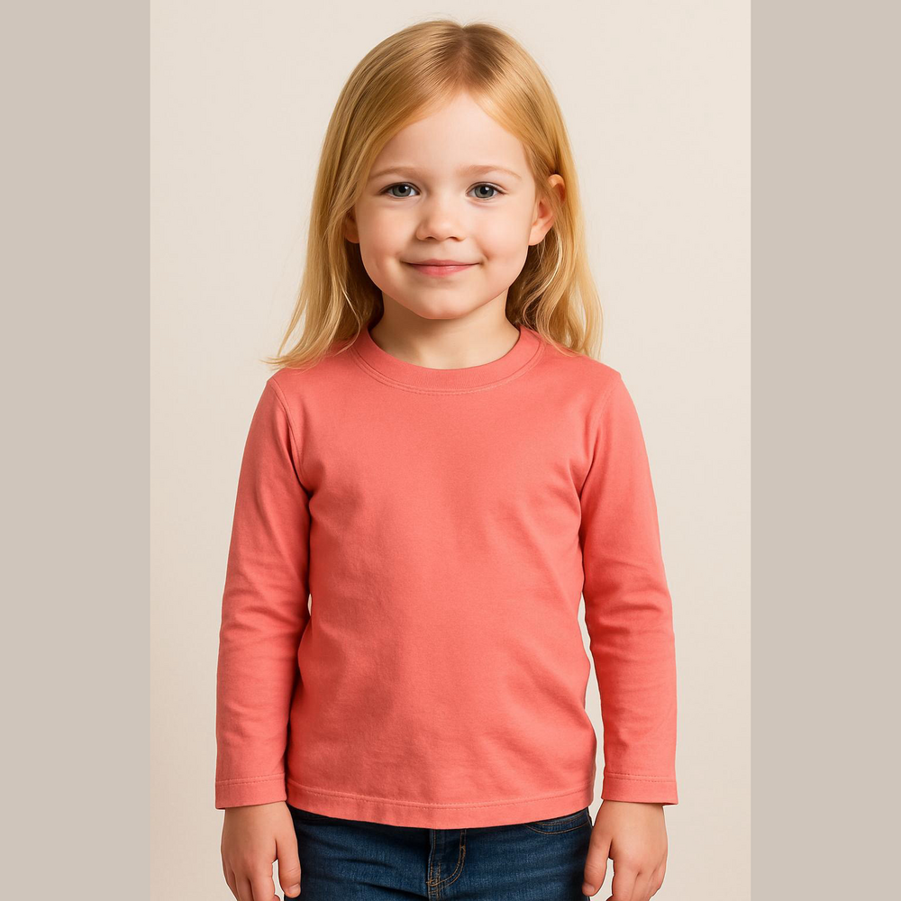 Primary Girls Long Sleeve Tee Peach Color Size 8 9